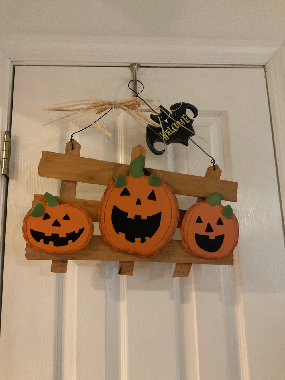 Orange Pumpkin Trio Wooden Wall/Door Hanging - Welcome Décor